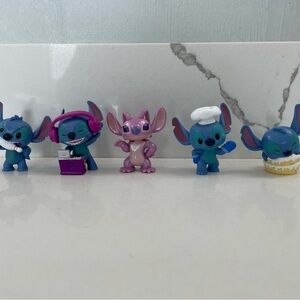 Disney Stitch and Angel Figurine Set - Blue and Pink